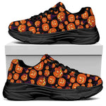Halloween Pumpkin Witch Pattern Print Black Chunky Shoes