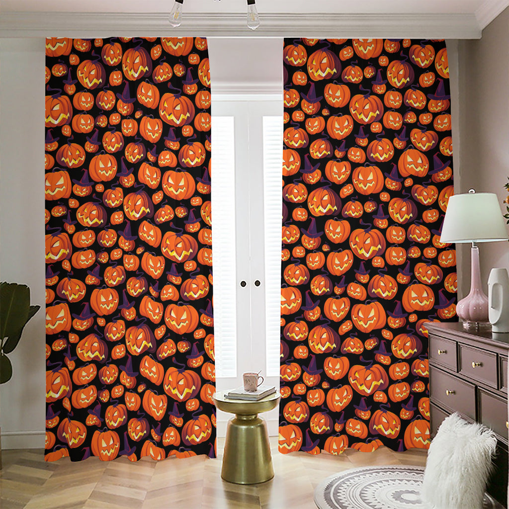 Halloween Pumpkin Witch Pattern Print Blackout Pencil Pleat Curtains