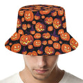 Halloween Pumpkin Witch Pattern Print Bucket Hat