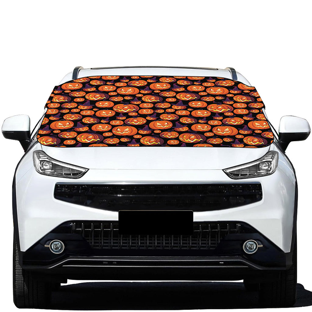 Halloween Pumpkin Witch Pattern Print Car Windshield Snow Cover