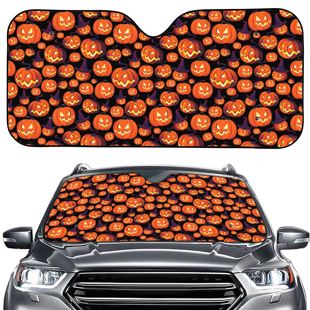 Halloween Pumpkin Witch Pattern Print Car Windshield Sun Shade