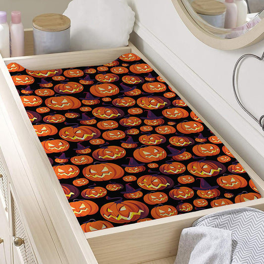 Halloween Pumpkin Witch Pattern Print Changing Pad Cover