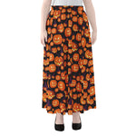 Halloween Pumpkin Witch Pattern Print Chiffon Maxi Skirt