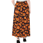 Halloween Pumpkin Witch Pattern Print Chiffon Maxi Skirt