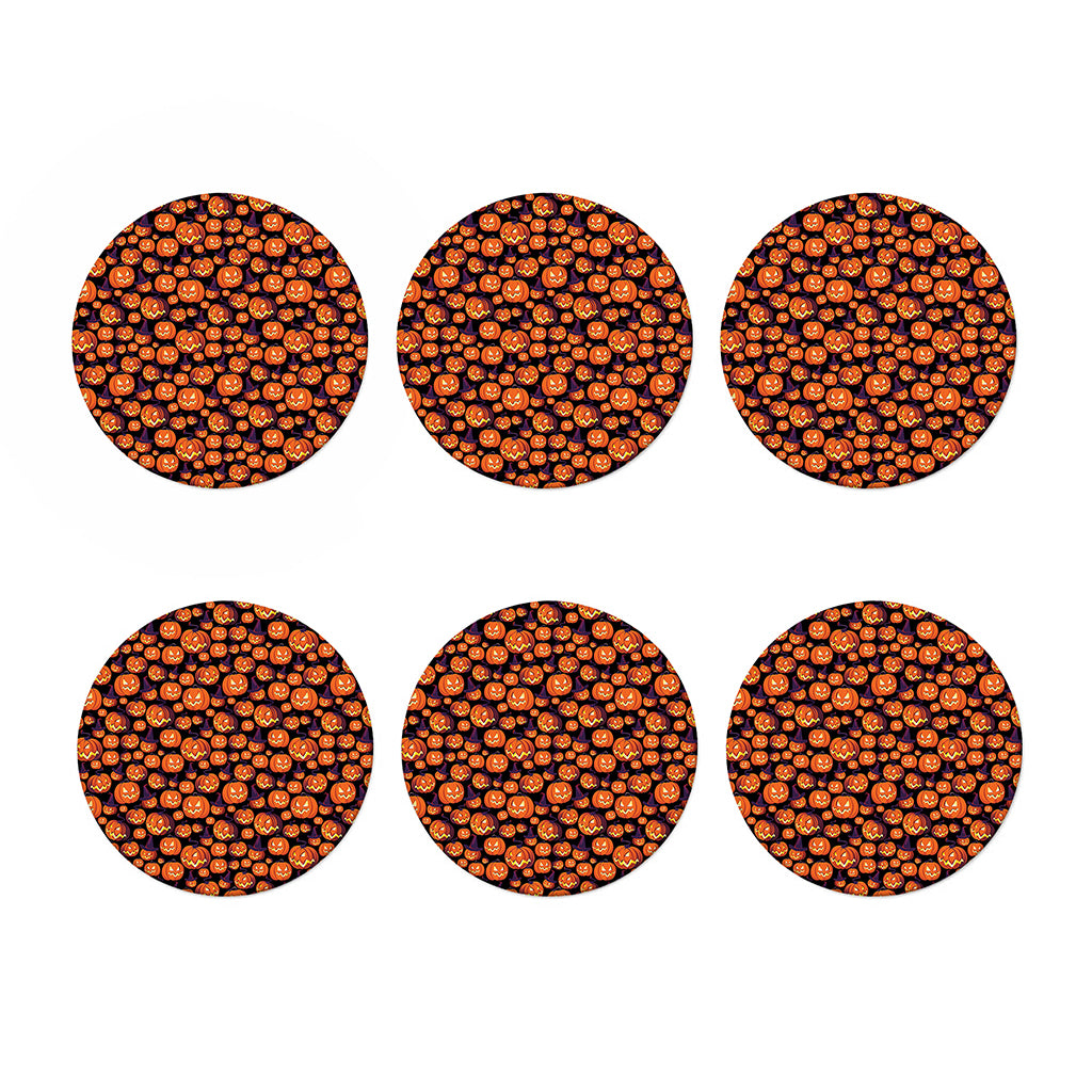 Halloween Pumpkin Witch Pattern Print Coaster Set
