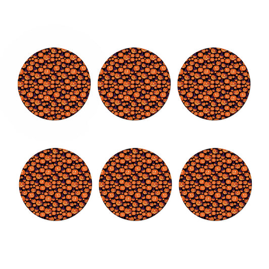 Halloween Pumpkin Witch Pattern Print Coaster Set