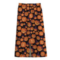 Halloween Pumpkin Witch Pattern Print Cotton Front Slit Maxi Skirt