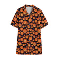 Halloween Pumpkin Witch Pattern Print Cotton Hawaiian Shirt