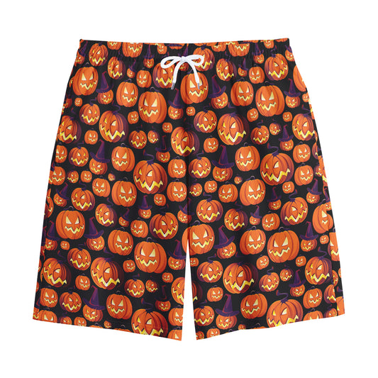 Halloween Pumpkin Witch Pattern Print Cotton Shorts