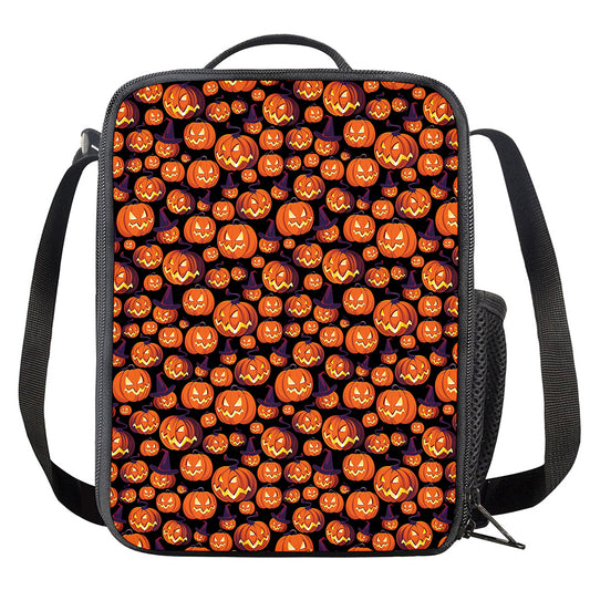 Halloween Pumpkin Witch Pattern Print Crossbody Lunch Bag