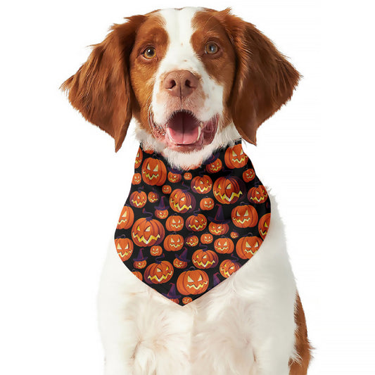 Halloween Pumpkin Witch Pattern Print Dog Bandana