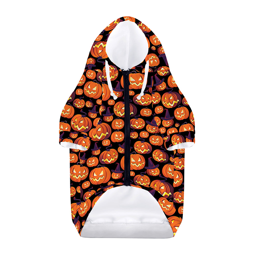 Halloween Pumpkin Witch Pattern Print Dog Zip Up Hoodie