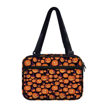 Halloween Pumpkin Witch Pattern Print Double Strap Bible Bag