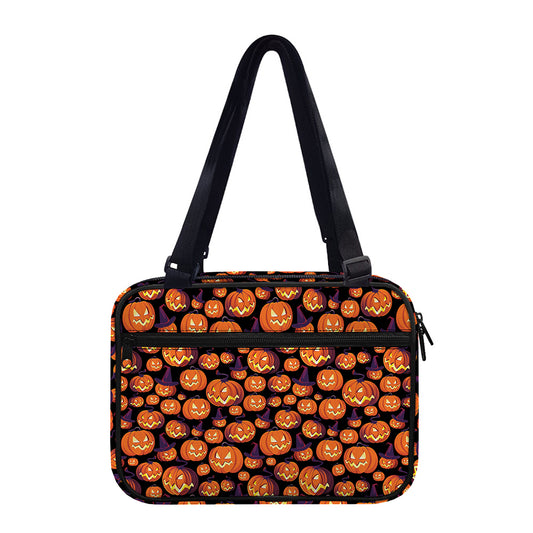 Halloween Pumpkin Witch Pattern Print Double Strap Bible Bag