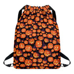 Halloween Pumpkin Witch Pattern Print Drawstring Backpack