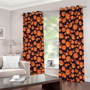 Halloween Pumpkin Witch Pattern Print Extra Wide Grommet Curtains