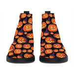 Halloween Pumpkin Witch Pattern Print Flat Ankle Boots