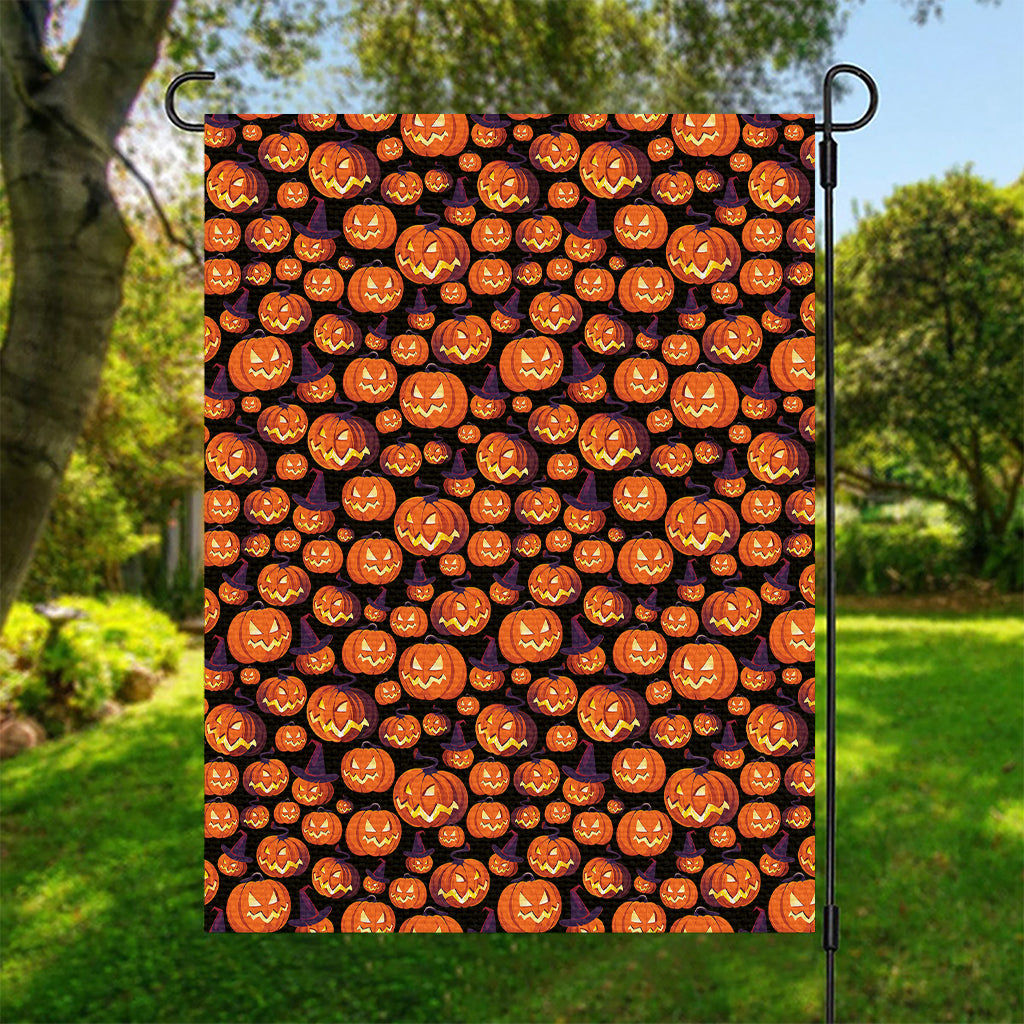 Halloween Pumpkin Witch Pattern Print Garden Flag