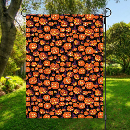 Halloween Pumpkin Witch Pattern Print Garden Flag