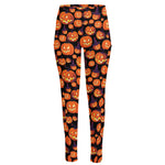 Halloween Pumpkin Witch Pattern Print High-Waisted Pocket Leggings