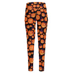 Halloween Pumpkin Witch Pattern Print High-Waisted Pocket Leggings