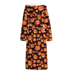 Halloween Pumpkin Witch Pattern Print Hooded Bathrobe
