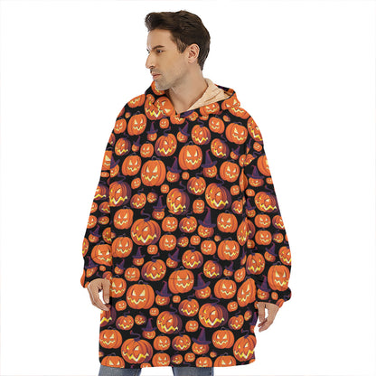 Halloween Pumpkin Witch Pattern Print Hoodie Blanket