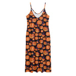 Halloween Pumpkin Witch Pattern Print Jersey Midi Cami Dress