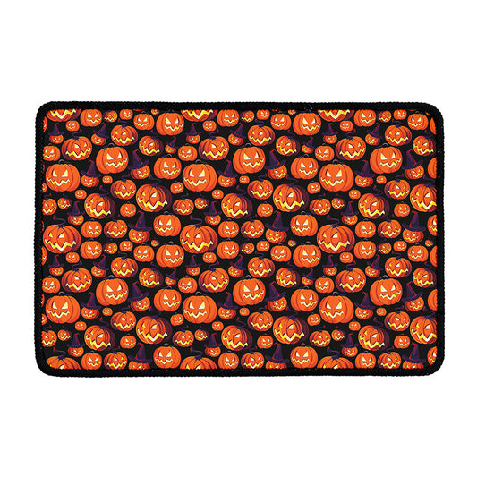 Halloween Pumpkin Witch Pattern Print Kitchen Mat