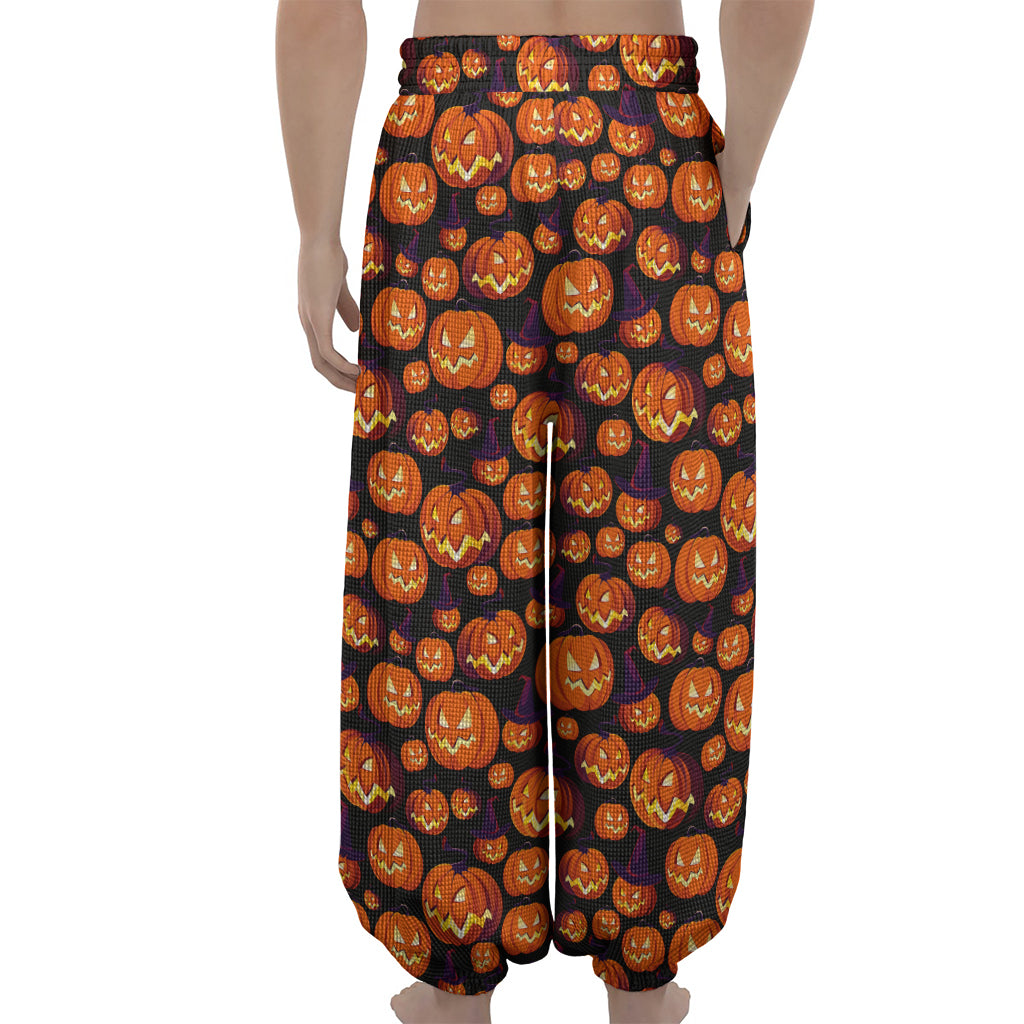 Halloween Pumpkin Witch Pattern Print Lantern Pants