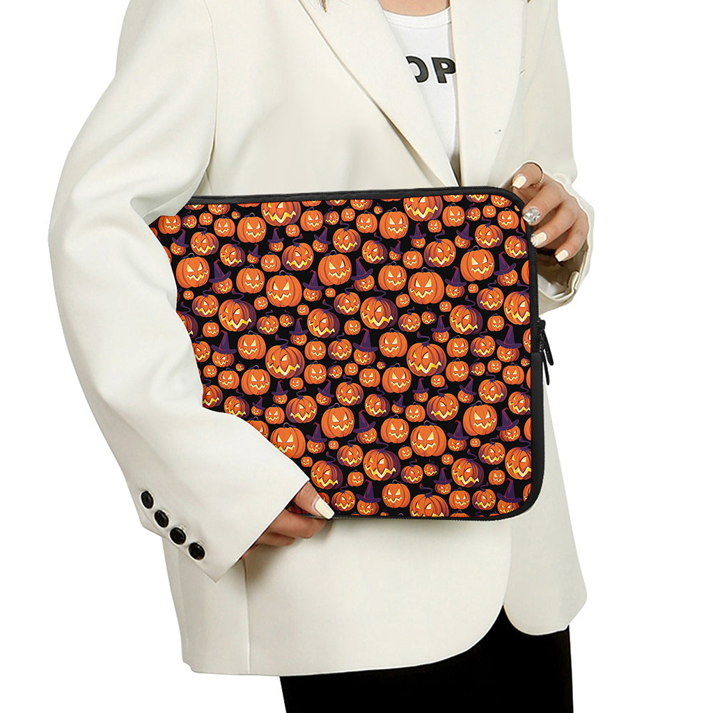 Halloween Pumpkin Witch Pattern Print Laptop Sleeve