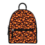 Halloween Pumpkin Witch Pattern Print Leather Backpack