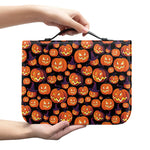 Halloween Pumpkin Witch Pattern Print Leather Bible Cover