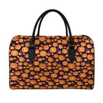 Halloween Pumpkin Witch Pattern Print Leather Duffle Bag
