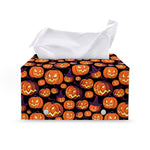 Halloween Pumpkin Witch Pattern Print Leather Tissue Box Cover