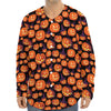 Halloween Pumpkin Witch Pattern Print Long Sleeve Baseball Jersey