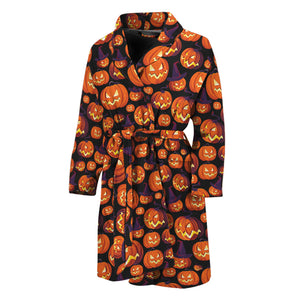 Halloween Pumpkin Witch Pattern Print Men's Bathrobe