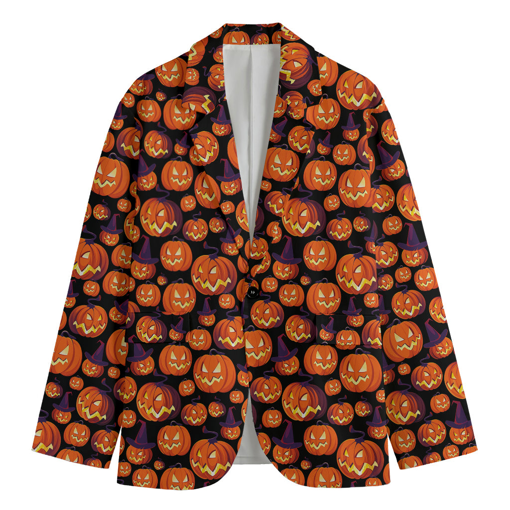 Halloween Pumpkin Witch Pattern Print Men's Blazer
