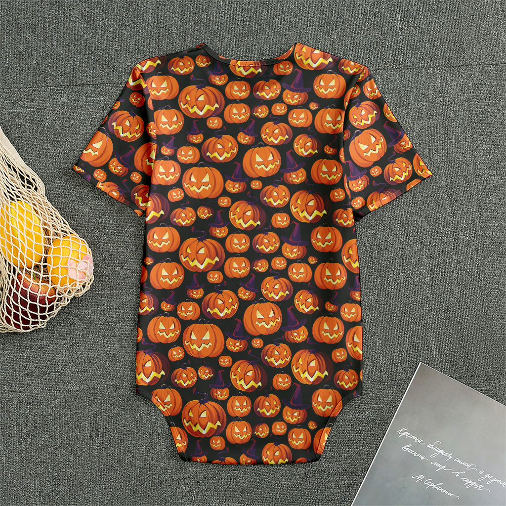 Halloween Pumpkin Witch Pattern Print Men's Bodysuit