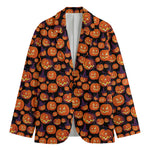 Halloween Pumpkin Witch Pattern Print Men's Cotton Blazer