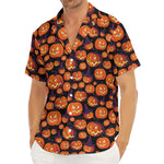 Halloween Pumpkin Witch Pattern Print Men's Deep V-Neck Shirt
