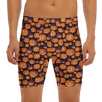 Halloween Pumpkin Witch Pattern Print Men's Long Boxer Briefs