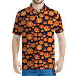 Halloween Pumpkin Witch Pattern Print Men's Polo Shirt