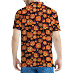 Halloween Pumpkin Witch Pattern Print Men's Polo Shirt