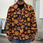 Halloween Pumpkin Witch Pattern Print Men's Shirt Jacket