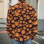 Halloween Pumpkin Witch Pattern Print Men's Shirt Jacket