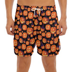 Halloween Pumpkin Witch Pattern Print Men's Split Running Shorts
