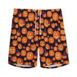 Halloween Pumpkin Witch Pattern Print Men's Sports Shorts