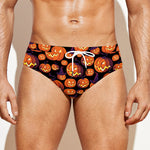 Halloween Pumpkin Witch Pattern Print Men's Swim Briefs