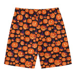 Halloween Pumpkin Witch Pattern Print Men's Swim Trunks